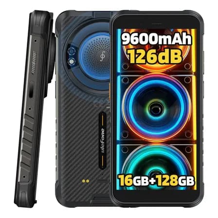 Celular Ulefone Rugking Dual Sim Rugged Phone 128gb Rom 16gb Ram 9600mah Android 15 Altavoz Grande Linterna Potente Estación De Carga De Soporte Negro