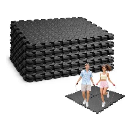 Set 48 Tapetes 60x60 Para Piso De Gimnasio Antiderrapant Color Negro