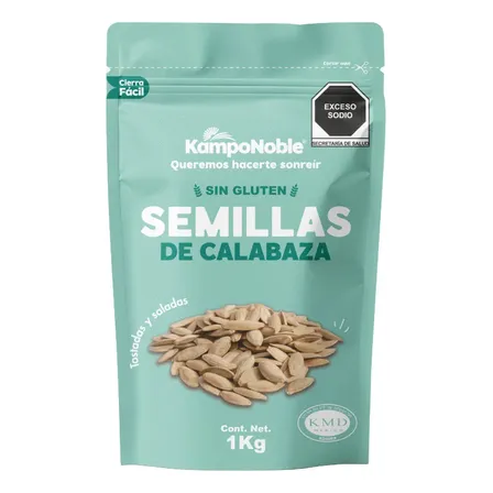 Semilla De Calabaza Tostada Y Salada Kamponoble | Certificado Kosher | Sin Aceites & Sin Conservadores | Contenido Neto: 1kg