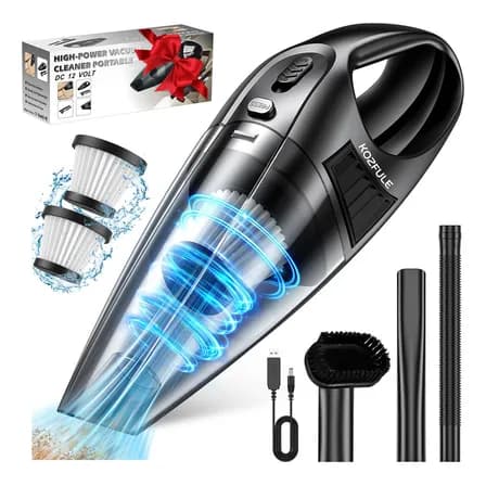 Aspiradora Inalámbrico De Mano Portátil Kozfule 5 En 1 9000pa Con 2 Filtro 500ml 120w 3600mah Para Hogar Y Auto Y Oficina Aspiradora De Mano Color Negro