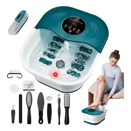 Spa Para Pies Eléctrico Con Calor Tina De Pies Con Burbujas Spa Masajeador De Pies,10pcs Kit Pedicura Turquesa