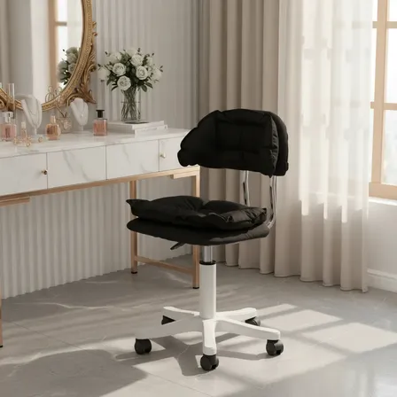 Owkuan Silla Rodante Para Oficina Giratoria Elevable, Maquillaje Negro Taburetes De Bar, Taburetes De Tocador Giratorios Y Regulables En Altura Taburetes De Bar De Estilo Nórdico