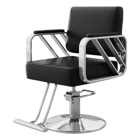 Sillón Hidráulico Barbería Estética Negro Dorado Ajustable