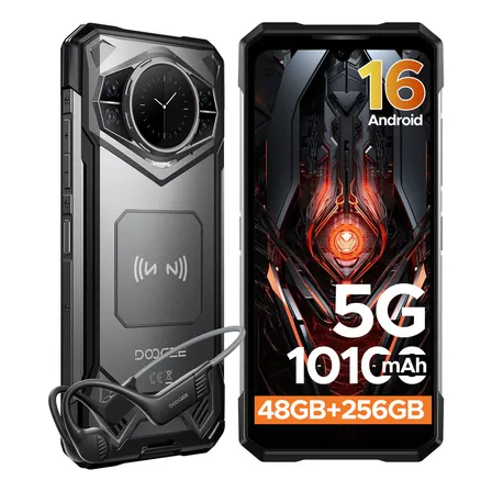 Doogee S200 Celulares Android 16 5g Smartphone Dual Sim Teléfono Resistente Batería 10100mah 48gb Ram+256gb Rom 6.72 Pulgada 120hz 100mp Cámara /nfc/bluetooth/audifonos/gris