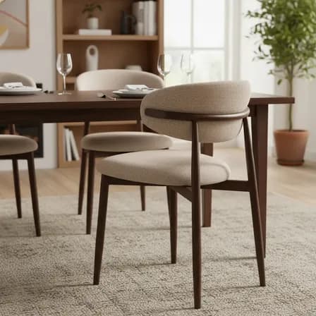 Set De 2 Sillas Comedor Veroli By Cassias Modernas Y Cómodas Estructura De La Silla Marrón Oscuro Asiento Beige Diseño De La Tela Liso