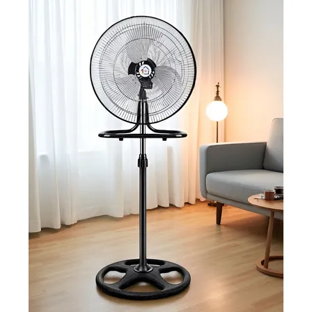 Kit 2pz Ventilador Metalico 3 En 1 Pie Pared Piso Negro - M