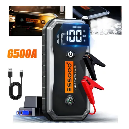 Arrancador De Bateria Portátil 8500a 31800mah 12v Para Coche, Moto,camioneta,cortacésped,suv Para Auto 4 A 8 Cilindros Con Pantalla Linterna De Emergencia Y 3 Usbmoto