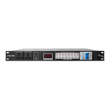 Rack Multicontacto 10enchufes Supresor De Picos 32a 4000w Steelpro Color Negro