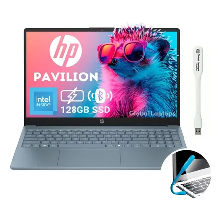 Hp Azul Pentium N200 128gb Ufs 4gb Ram Pantalla 15.6 Hd Intel Uhd Graphics Incluye Windows 11 Instalado Laptop Blue Fd0082 Con Regalo