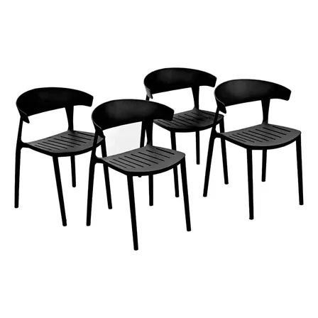 4 Sillas Comedor Apilables Plástico Interior Exterior Eke