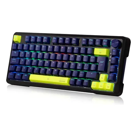 Terport 75% Teclado Mecánico Gasket Rgb Programable, Hifi Creamy Sound, Switch Outemu Stardust V3 Hotswap, Español Latino Z11-e224, Full-antighosting 82 Teclas Morado Alámbrico Español Latinoamérica