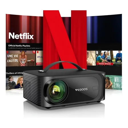 Vegoos Proyector 4k Profesional 20000 Lúmenes 1080p Nativo Netflix Oficial Smart Tv Portátil Dual Wifi 6 Bluetooth 5.4 Dolby Audio Autofoco Corrección De Trapecio Automática Negro