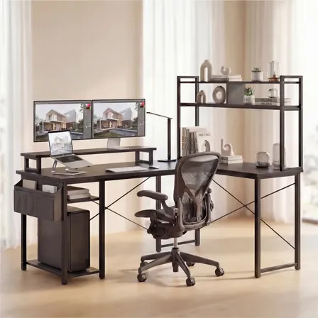 Escritorio De Computadora Reversible En L Con Carga Usb Led