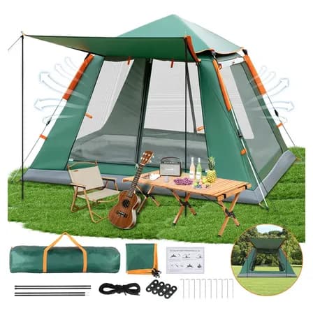 Ywctty Automática Tienda Acampar Casa Campaña Grandes Para Acampar 4-6 Persona 145x215x215cm Verde