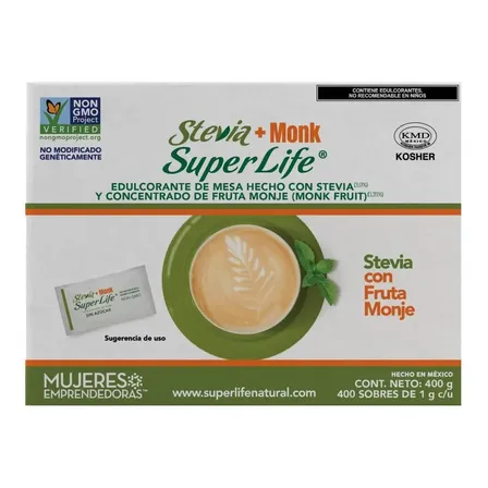 Stevia Fruta Monje 400 Sobres 1g C/u Sin Azúcar Kosher