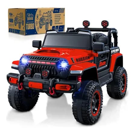 Kids House Carrito Color Rojo Montable Eléctrico Niños Turbo, Doble Puerta, Función Balanceo, Control Remoto Bluetooth, Usb Mp3, Música Y Luces Led, Motor Dual 12v, Inicio Botón, Diseño Seguro