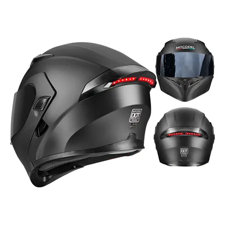 Casco Motocicleta Abatible Con Luz Led Dot Negro/rojomocoerl
