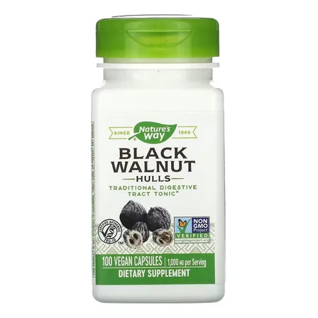 Cáscaras De Nuez Negra, 500 Mg, 100 Cápsulas Veganas, Sabor Nature's Way, Sin Sabor