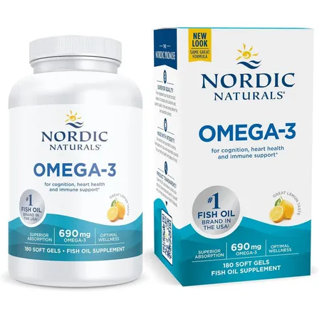 Nordic Naturals Suplemento Omega - 3, 690mg De Omega, 180 Cápsulas Sabor Limón