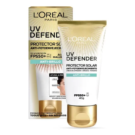 L'oréal Paris Protector Solar Uv Defender Anti-fotoenvejecimiento Anti Brillo Fps50 40g