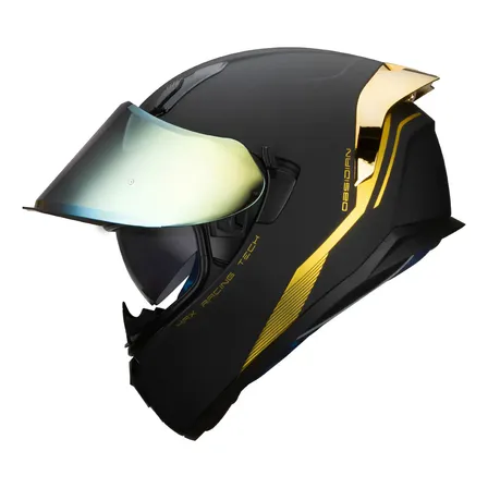 Casco Integral Hax Obsidian Negro Dorado Mate Dot Ece 22.06 Color Negro-oro Diseño Obsidian Negro Mate Oro Tamaño Del Casco L