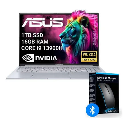 Asus Vivobook Core I9 13900h 1tb Ssd 16 B Ram Nvidia Rtx 4050 6gb Gddr6 Pantalla 16 Wuxga 1920 X 1200 Laptop K3605vu Con Regalo Plateado