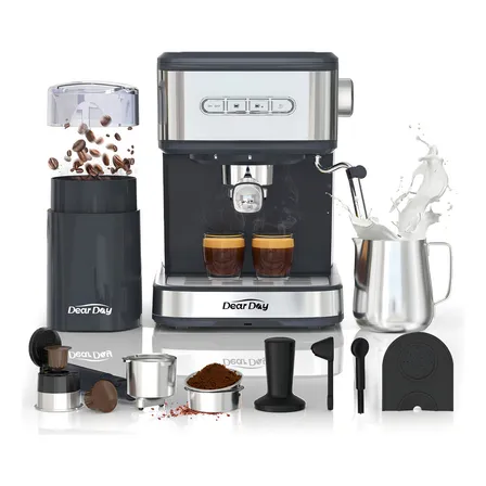 Dear Day Cafetera Con Molino De Café Independiente, Mango Para Cápsulas Y Mango Para Café Molido, Prensa De Café, Jarra... Plateado