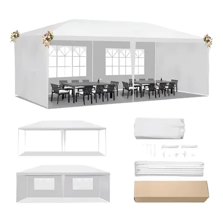 Toldo Amoloria Blanco 3x6m Reforzado Impermeable Jardín Con Paredes