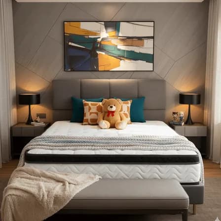 Colchón Matrimonial Qiaomusha: Fabricado Con Una Mezcla De Espuma Viscoelástica Hipoalergénica De Firmeza Media Y 25 Cm... Negro