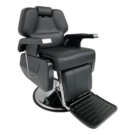 Sillón Hidráulico De Barberia Letmex Negro A20 Barber Reclinable Redonda
