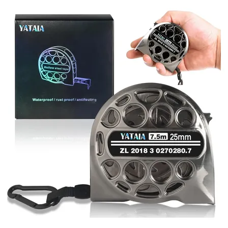 Yataia Cinta Métrica Retráctil De Acero Inoxidable Anticorrosión 7.5 M Cinta 25 Mm, Flexómetro Gripper Contra Impactos, Gancho De Acero, Corrección Cero, Impermeable Antioxido