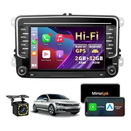 Android Car Stereo Para Volkswagen Golf Polo Bora Tiguan Magotan Vento Passat Touranjetta Mk6 Wireless Carplay Android Auto Wifi Eq Ipscolor 2g 32g Negro