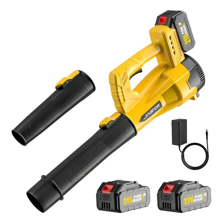 Soplador De Aire Inalambrica Hojas Electrica 2 Batería 1500w Sopladora Hojas 800cfm Soplador Inalambrico Velocidad De Soplado369 Km/h Ideal Para Césped, Jardín, Hojas, Polvo Amarillo