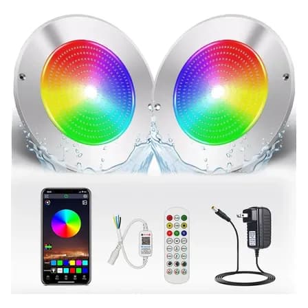2lampara Para Alberca Ultra Slim Rgb 36w+transformador Y App