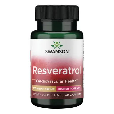 Swanson Suplemento De Resveratrol, 250mg Por Cápsula, 30 Cápsulas Para 1 Mes Sin Sabor