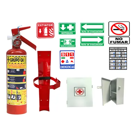 Kit Extintor Con Carta Responsiva + Curso + Botiquin + Señal