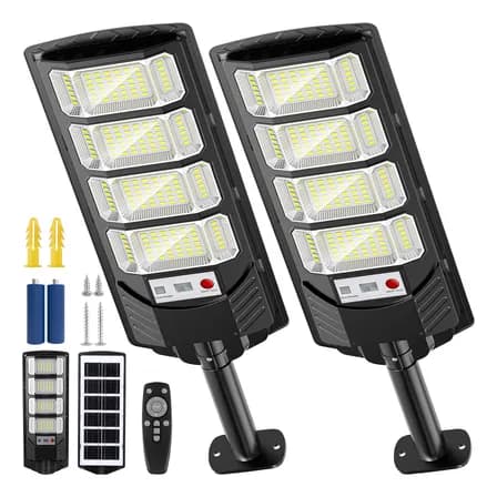 Lampara Led Solar Exterior Jardín Suburbana Luminaria 2pack Negro