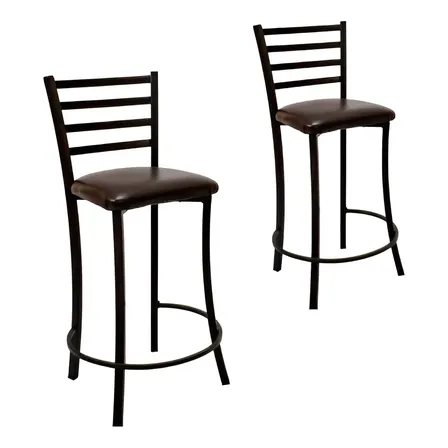 Banco Bar, Restaurante, Cantina, Comedor, Verano, Set 2 Acabado De La Estructura Tubular Color Negro