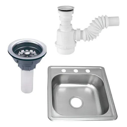 Tarja Cocina Maxims 48x48cm Acero Inoxidable Sobreponer Contracanasta Céspol Plateado