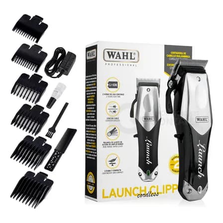 Máquina Para Cortar Pelo Wahl® Profesional Launch Clipper Inalambrica Con Peines Guia Ideal Para Barberías Color Plata/negro Plateado