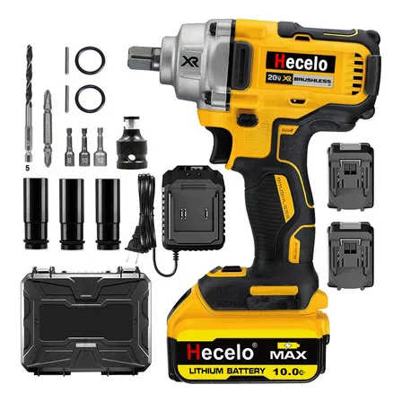 990nm 1/2 De Pistola De Impacto Inalámbrica Llave De Impacto Amarillo