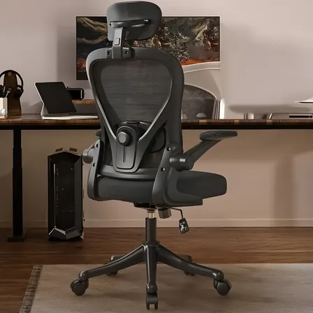 Silla Amia Ergonómica Silla De Escritorio Oficina Soporte Lumbar Ajustable Giratoria Vidita Negro Algodón