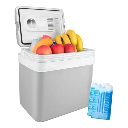 Astroai Enfriador Eléctrico De 24 Litros 12v Cc Eléctrico Cooler Portátil Eléctrico Hielera Camping Hielera Portátil Neveras Portátiles Mini Refrigerador Freezer Gris Para Autos Enchufe Dc