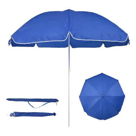 Sombrilla Playa Memigrand Shop 2.4m Azul Reclinable Inclinación Uv Jardín Exterior