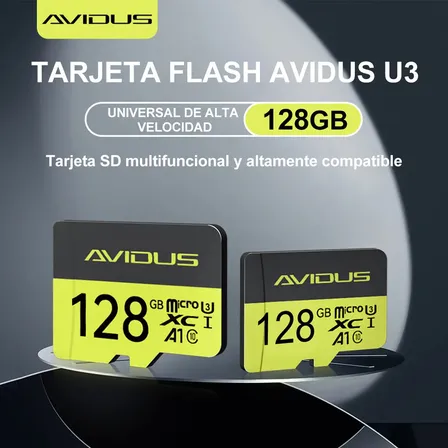 Tarjeta Microsd 128gb Clase 10 Avidus Alta Velocidad 100mb/s Compatible 4k