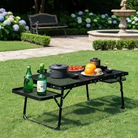 Mesa Plegable De Metal Para Jardín Y Camping Al Aire Libre Negro