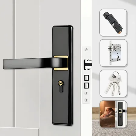 Vanance® Cerradura Chapas Para Puertas Alta Seguridad Con 3 Llaves Cerraduras Manija De Perilla Para Puerta Recamara Baño Y Barra Principal Acero Color Negro