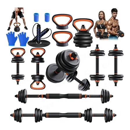 Mancuernas Pesas Barra Recta Ejercicio Kit Ajustables 10kg Allenamy Naranja