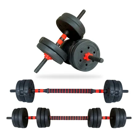Kit De Mancuernas Ajustables Pesas De Disco 20 Kg Yim Sports Color Rojo