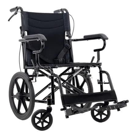 Silla De Ruedas Traslado Acero Ligera Plegable Medical Store Color Negro
